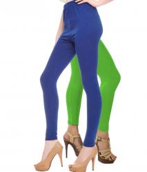 GM Clothing Ankel Length Aqua Green and Blue Leggings Pack Of 2 Leggings